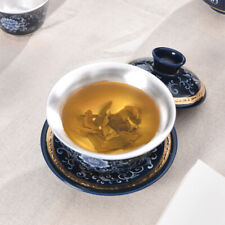 999 Sterling Silver Gaiwan Handmade Traditional Craft Porcelain Tureen Saucer picture