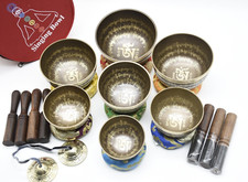 Mantra Carved Singing Bowl set of 7 - Chakra Balancing mantra chanting Bowls picture