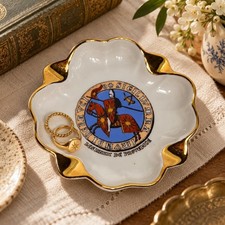 Vintage Veritable Porcelaine France Trinket Dish Gold White Les Baux De Provence picture