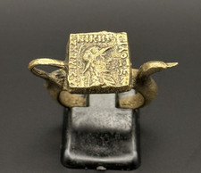 Unique Ancient Roman Ring  Bronze Old coin Rare Ring Gold color size 6 picture