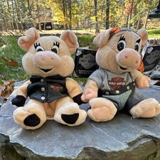 Vintage 1997 Harley Davidson Bean Bag Plush Biker Pigs Lot of 2 NWT picture