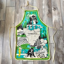 Vintage Tasmania Coated Fabric Cooking Apron Country City 30x20 picture