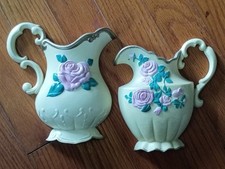 Vintage Pair of  1995 Burwood Pitchers Wall Art Decor Grannycore picture