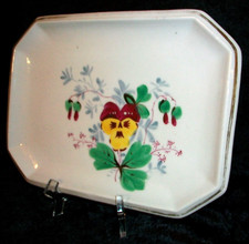 Antique 1890 WG & Co. Pansy Floral Kaolin Porcelain Octagon Tray Limoges France picture