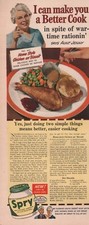 1944 SPRY Vegetable Shortening Chicken Biscuit Gravy Food Print Ad picture