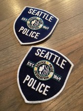 2 Authentic Official Seattle Police Souvenir Patches, Badges, Emblems 4” x 5” picture