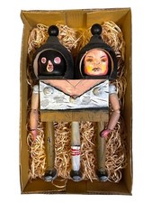 DAVID CHOE CHOEGAL SIAMESE TWIN HAND PAINTED WOOD FIGURE TOY picture