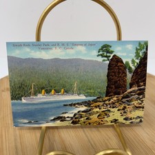 Siwash Rock Stanley Park  and RMS Empress of Japan Vancouver BC Postcard picture