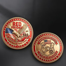 Red Friday Challenge Coin Collectable Commemorative Military Deployed 1-pc picture