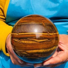 3.67LB Natural Tigers Eye Ball Quartz Crystal Sphere Gem Mineral Specimen Heals picture
