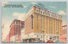 Seattle Washington Hungerford Hotel Posted 1949 Linen Postcard picture
