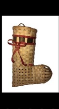 Fun Rare Pier One 1 Wicker Hanging Stocking Boot ￼ 16” Tall Christmas  picture