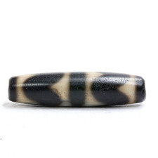 Authentic Tibetan Double Tiger Teeth Huya Dzi Bead Himalayan Agate Amulet picture