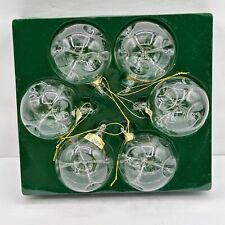 Lot of 6 Enesco Glass Ball Ornaments Clear 1985 picture