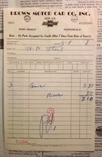 1951 Drown Motor Car Co Barre Vermont Receipt picture