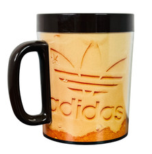 ADIDAS RARE & VTG 1983 PLASTIC MUG CUP BEACH Logo Seashells Beige Brown Handle picture