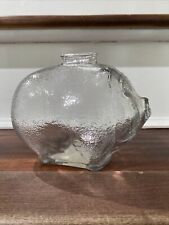 Vintage Anchor Hocking Textured Clear Glass Large Piggy Bank Unique New  picture