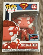Funko Pop DC Heroes - Superman [Red] #437 2022 NYCC Con Sticker Box Damage picture