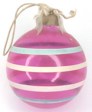 Antique 1940s Shiny Brite Unsilvered Striped Christmas Ornament With Paper Cap picture