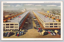 Vintage South Water Market Chicago IL Postcard  1954 Produce Trucks Aerial View picture