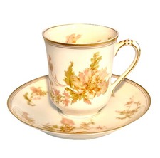 Antique Haviland Limoges Demitasse Tea Cup & Saucer Springtime France picture