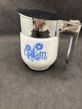 Vtg Westinghouse Gemco Milk Glass Creamer Blue Cornflower Corning Delfi Flower picture