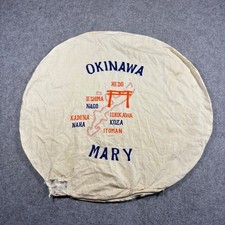 Vintage Okinawa Japan Embroidered Souvenir Pillow Cover Mary Map Torii Gate 26