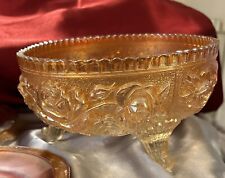 DEPRESSION GLASS Marigold CARNIVAL Orange Marigold CANDY DISH CUPS SAUCERS picture