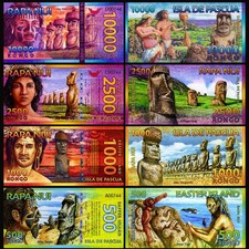 Easter Island Set 4 Pcs, 500 1000 2500 10000, Moai, UNC,  picture