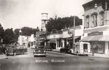 Street View Wayland MI Michigan 1953 RPPC Photo Postcard COPY picture