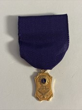 Vintage Lions Club 100% Secretary Award Pendant International Purple Ribbon picture