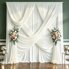 10x10FT Ivory Backdrop Curtains for Weddings, Parties, Photo Booths picture