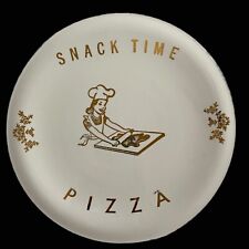 MCM Eastern China Co Pizza Plate 22K Gold Trim White Snack Time 1950 NY USA 9.5” picture
