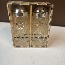 Vintage Anchor Hocking Star of David Glass Salt Pepper Shakers w/Box EAPC picture