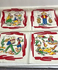 VINTAGE MEXICAN MOTIF FABRIC 1-1/2yards x 36” picture
