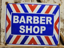VINTAGE BARBER SHOP PORCELAIN SIGN OLD MENS GENTELMENS OLD SCHOOL HAIR CUT CLUB picture