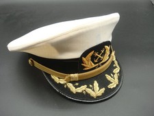 USN Navy Officer Dress Military Hat Size 7 1/4  22 Inch White Bernard picture