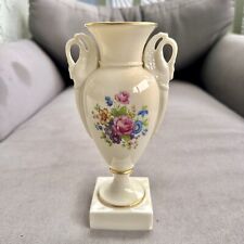 Lenox Rose Pattern Trophy Vase With Swan Handles Green Mark picture