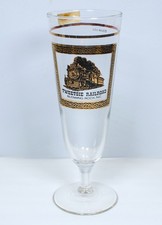 Culver Pilsner Footed Glass 22k Gold Tweetsie Railroad Blowing Rock NC Souvenir picture