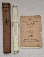 VTG Keuffel & Esser K&E Slide Rule 4088-3 w/ Leather Case & 1924 Manual picture
