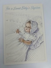 Vintage Hallmark Baby Baptism Card Christening Sweet Infant Greeting picture