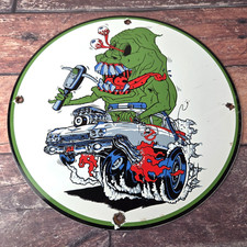 Vintage Rat Fink Porcelain Sign - Gas Pump Ghost Busters Slime Sign picture