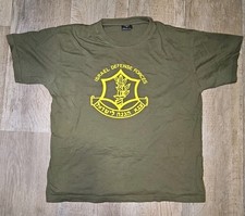 Israel Defense Forces IDF Olive Green T-Shirt Medium Hebrew Logo Military Tee picture