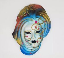 Vintage Ceramic Wall Mask Italy Gems Venetian Sun Goddess Colorful Bold Glitter picture