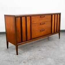 Mid Century Modern Dresser Credenza Keller 3 Drawer Walnut Vintage Danish Mcm picture