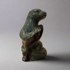 Vintage Poole Pottery Seal Holding a Fish Figurine - Blue Dolphin Glaze picture