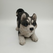 Hotant Polystone Black and White Siberian Husky Puppy Figurine picture