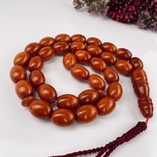 Vintage Brown Amber Misbaha, Old German Amber Islamic Prayer Beads picture
