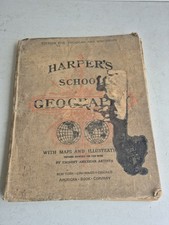 VINTAGE HARPER'S SCHOOL GEOGRAPHY BOOK WITH MAPS & ILLUSTRATION picture