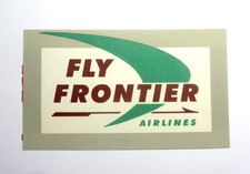 Original Vintage 1960s Fly Frontier Airlines Luggage Label Decal Travel OG picture